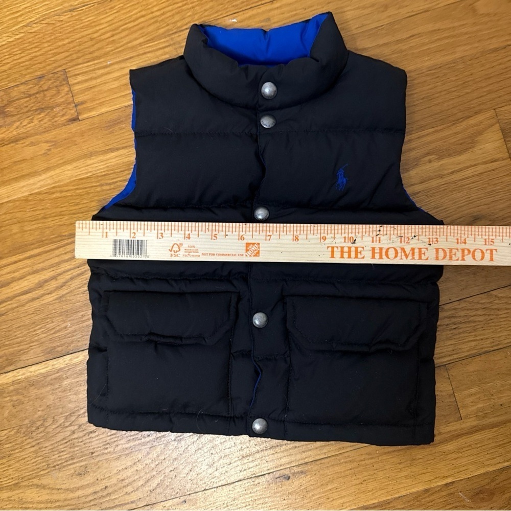 Polo Ralph Lauren Puffer Down Vest Reversible Blue Black Logo Pony 24 Mths 2T - Picture 8 of 11